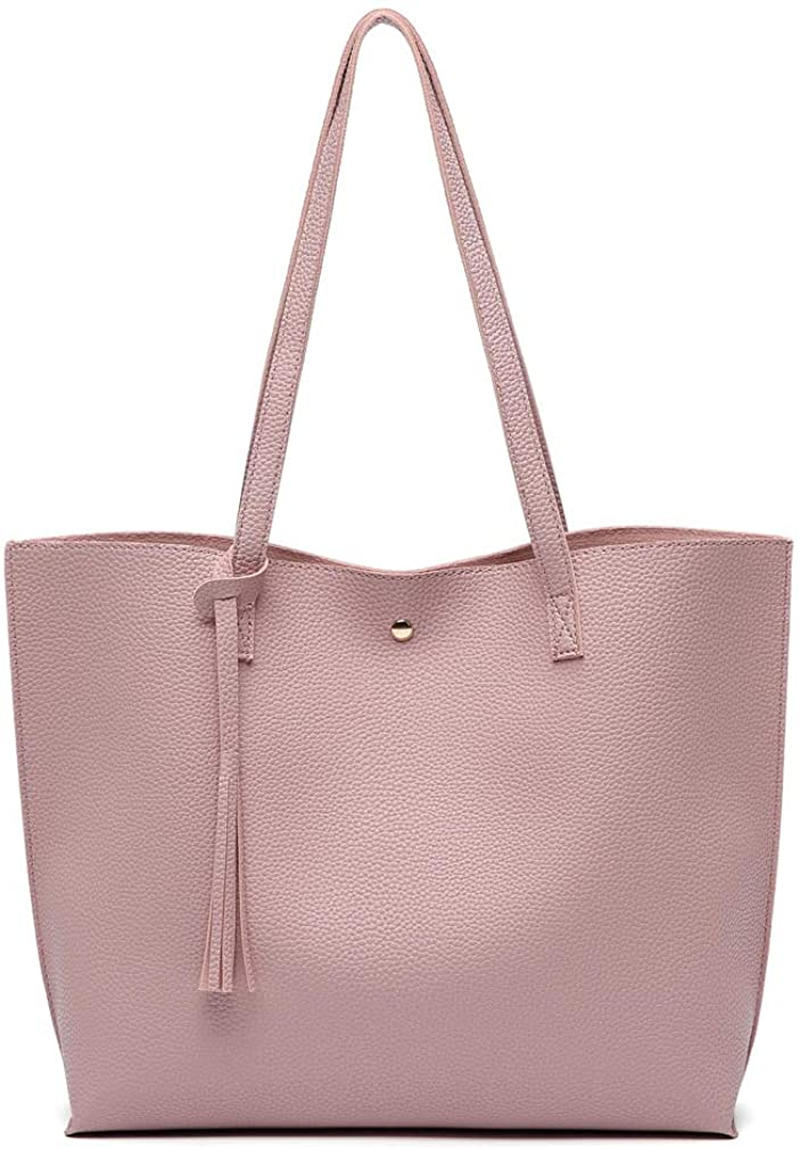 Women S Soft Faux Leather Tote Shoulder Bag from Dreubea, Big Capacity Tassel Handbag