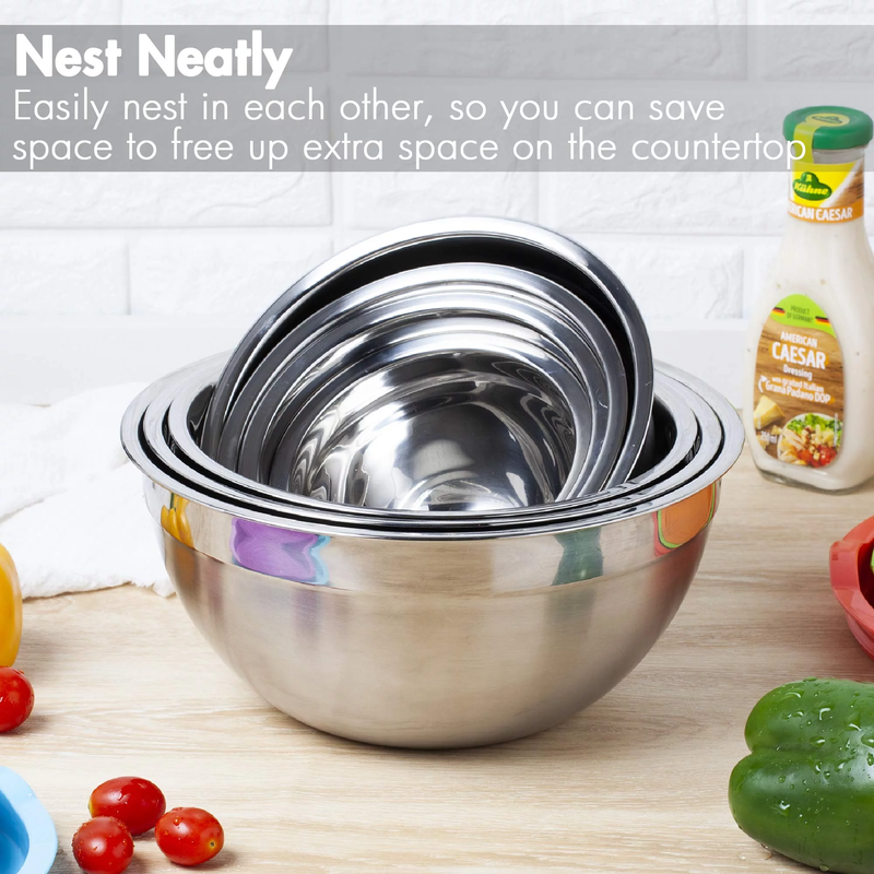 7 Bowl Set of Stainless Steel Mixing Bowls with Lids