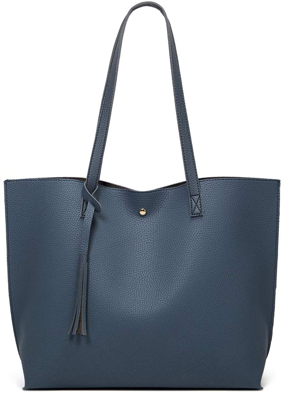 Women S Soft Faux Leather Tote Shoulder Bag from Dreubea, Big Capacity Tassel Handbag