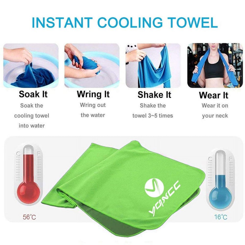 4 Pack Instant Cooling Towels for Running, Jogging, Gym, Sport, and Yoga