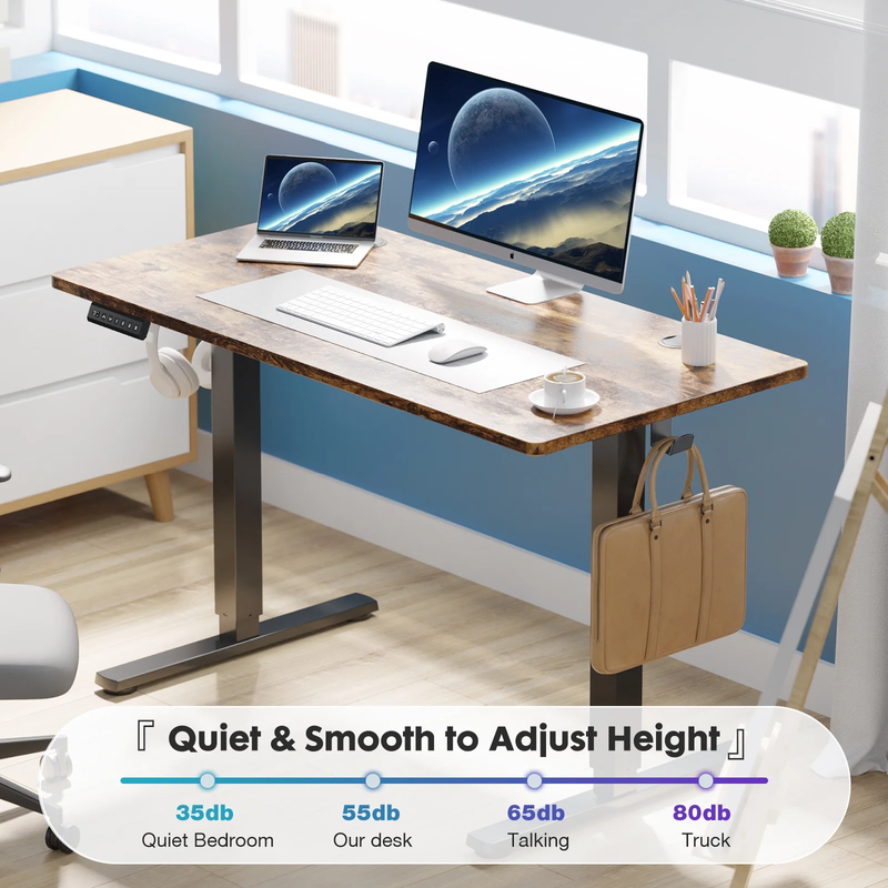 Electric Standing Desk, Height Adjustable with Memory Preset and T-Shaped Metal Brackets