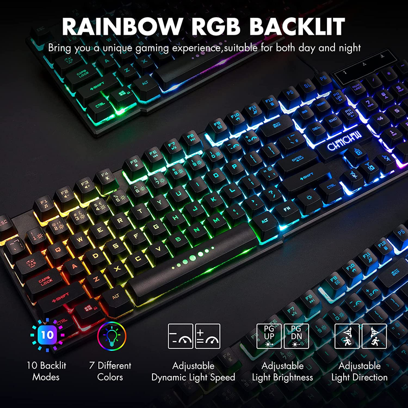 RGB Backlit LED Wired Gaming Keyboard for Mac PC PS5 PS4 Xbox One Gamers