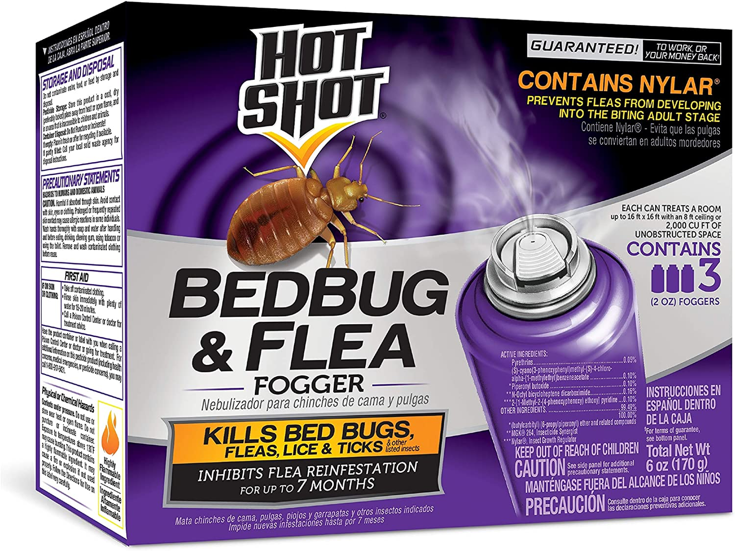 Hot Shot 95911 AC1688 Bedbug & Flea Fogger, Pack of 3, Purple