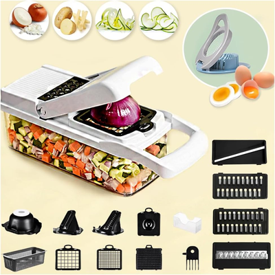 All-in-1 Multifunctional Vegetable Cutter and Egg Slicer Set with Container