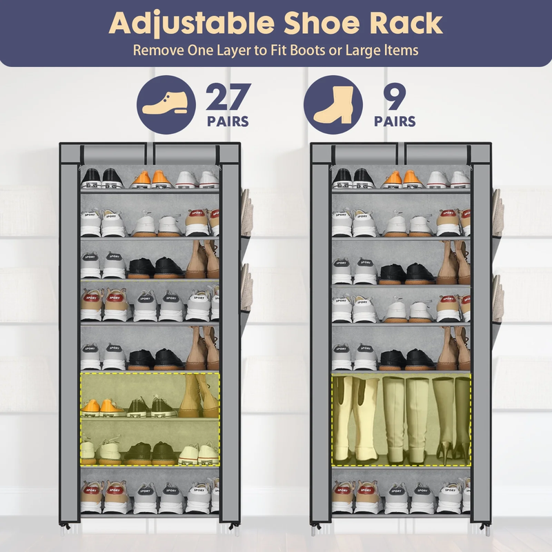 9 Tier Enclose-able Shoe Rack - Holds Up to 27 Pairs Shoes