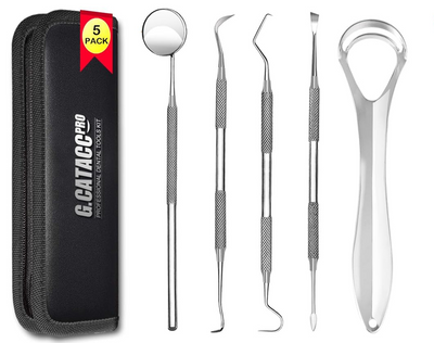 5 Piece Kit with Case - Dental Tools, Dental Hygiene Kit, Oral Care 