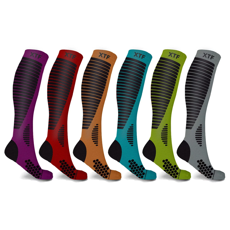 6 Pairs - Copper Compression Socks - Knee High for Running, Athletics, Travel and More