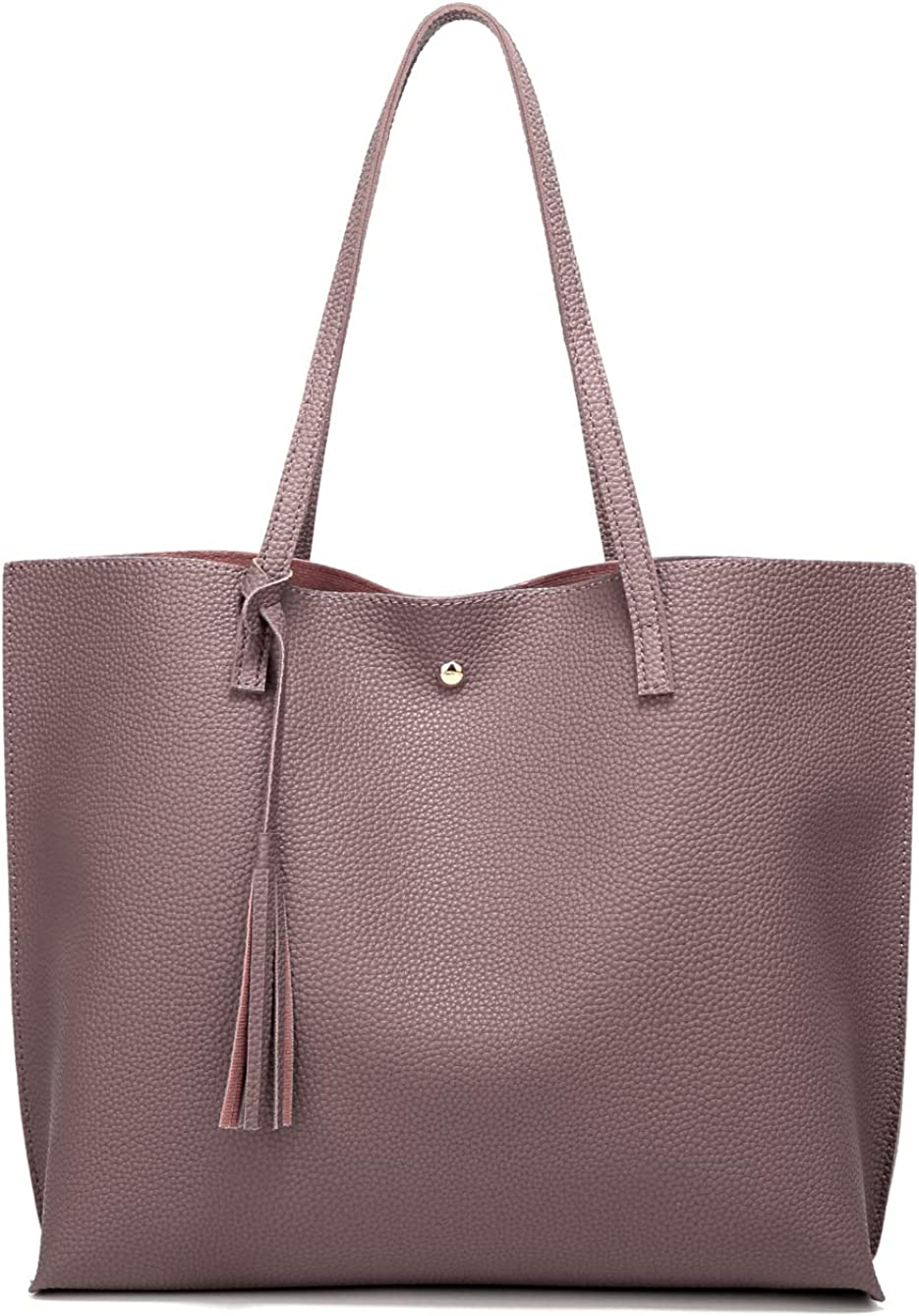 Women S Soft Faux Leather Tote Shoulder Bag from Dreubea, Big Capacity Tassel Handbag