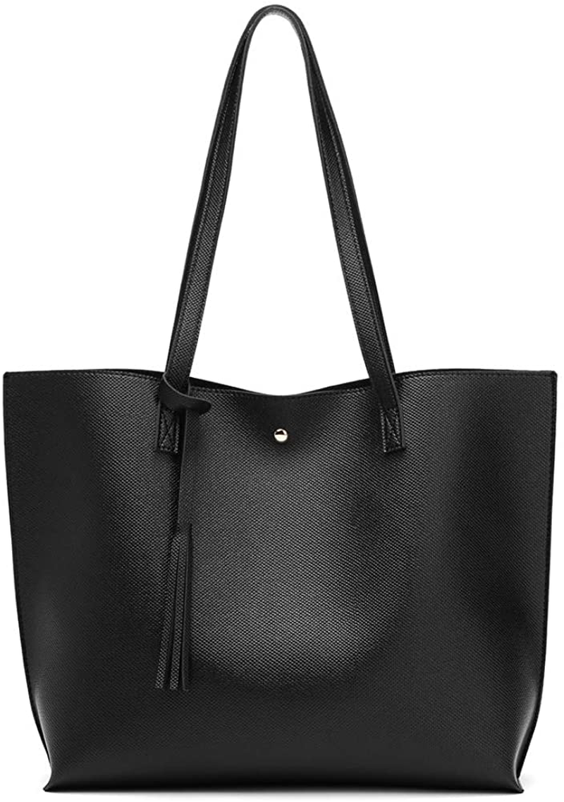 Women S Soft Faux Leather Tote Shoulder Bag from Dreubea, Big Capacity Tassel Handbag