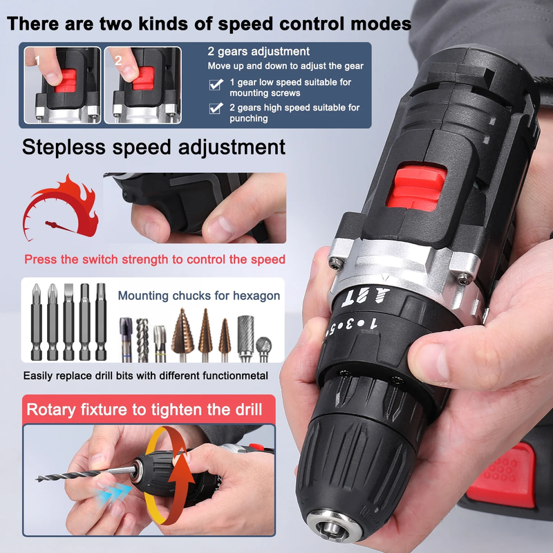 21V Cordless Drill and Impact Driver 1300Mah Wireless & Rechargeable