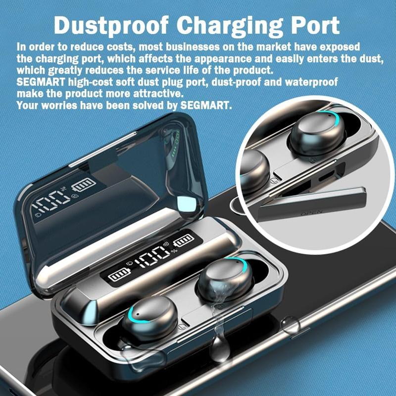 Wireless Bluetooth Earbuds, 5.3 Bluetooth, IPX7 Waterproof, Wireless Charging Case & Dual Power Display