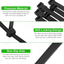 1000 Pack Black Zip Ties Self-Locking Design - Multiple Lengths - 4in 6in 8in 10in