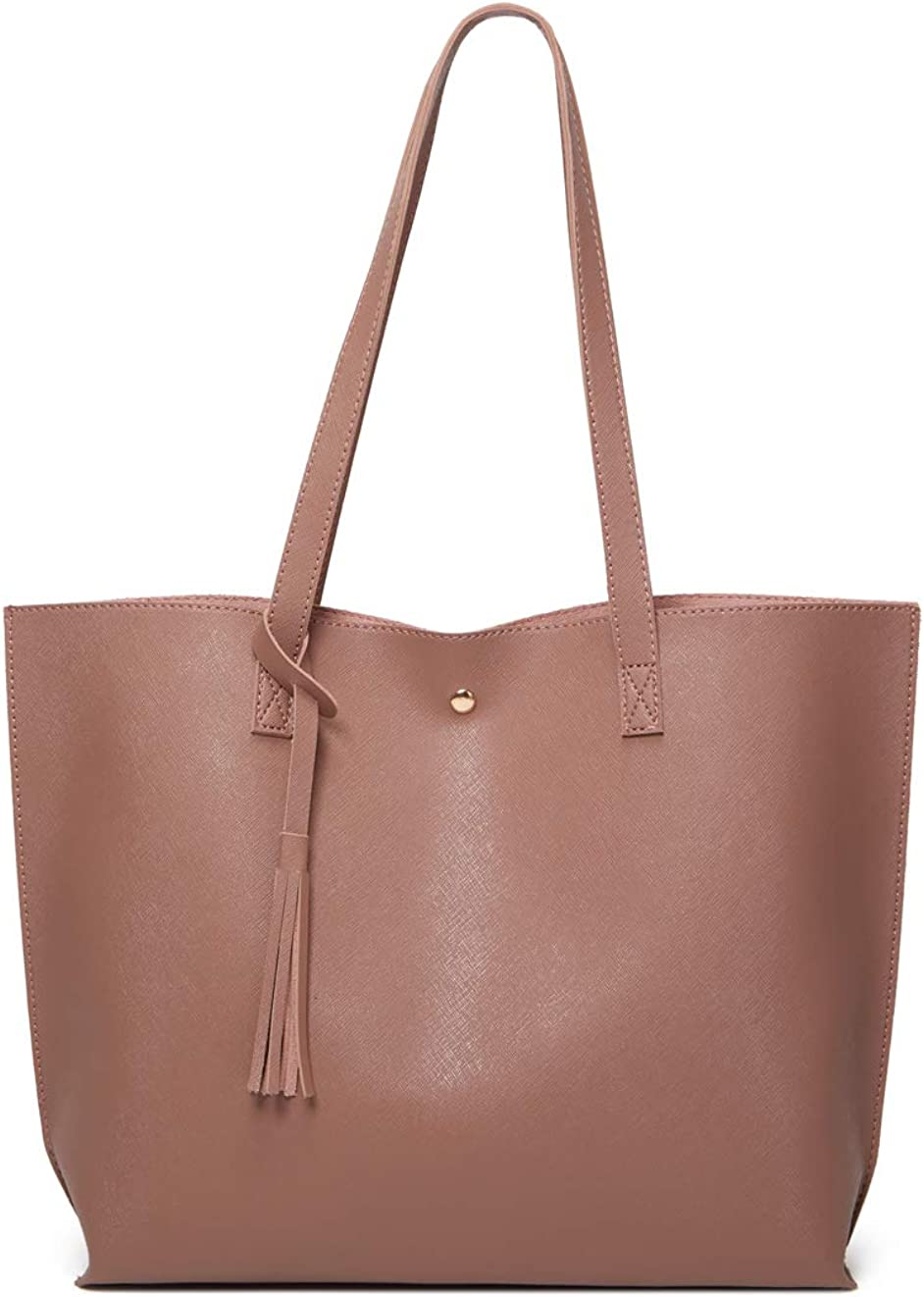 Women S Soft Faux Leather Tote Shoulder Bag from Dreubea, Big Capacity Tassel Handbag