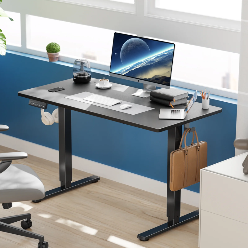 Ergonomic Height Adjustable Stand Up Desk with Memory Preset and T-Shaped Metal Bracket 