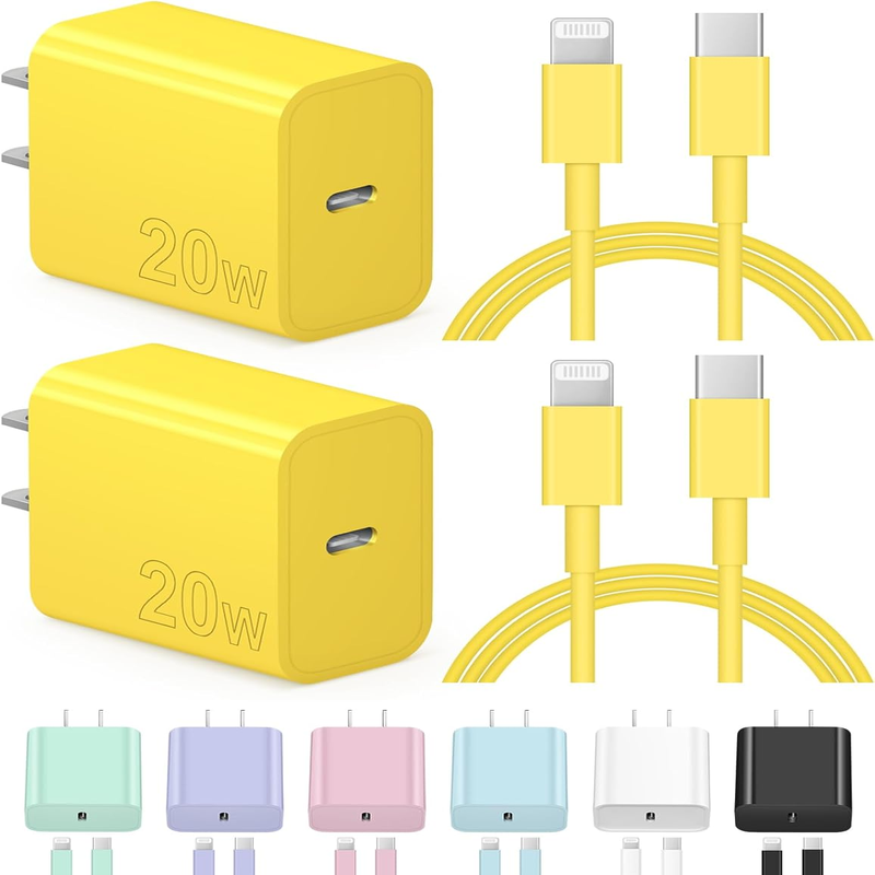 2 Pack Fast Charging USB C Charger Blocks with 6FT Cords