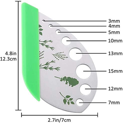 Stainless Steel Kitchen Herbs Leaf Stripping Tool with 9 Holes