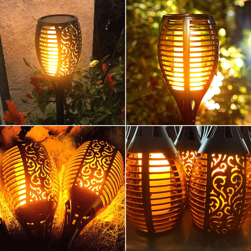 4 Pack Solar Lights - LED Light with Flickering Flame, Waterproof Solar Garden Lights 