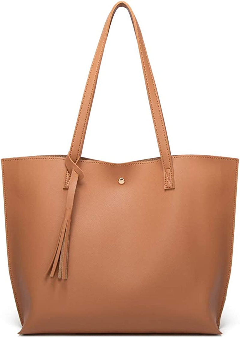 Women S Soft Faux Leather Tote Shoulder Bag from Dreubea, Big Capacity Tassel Handbag