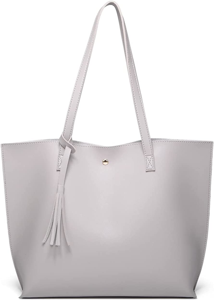 Women S Soft Faux Leather Tote Shoulder Bag from Dreubea, Big Capacity Tassel Handbag