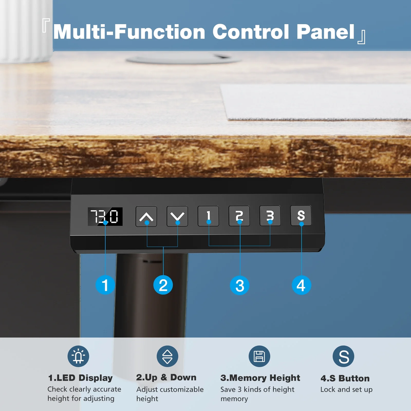 Electric Standing Desk, Height Adjustable with Memory Preset and T-Shaped Metal Brackets