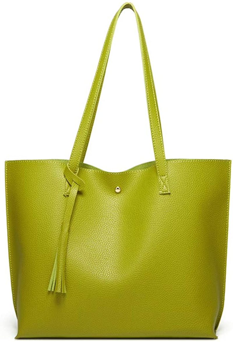 Women S Soft Faux Leather Tote Shoulder Bag from Dreubea, Big Capacity Tassel Handbag