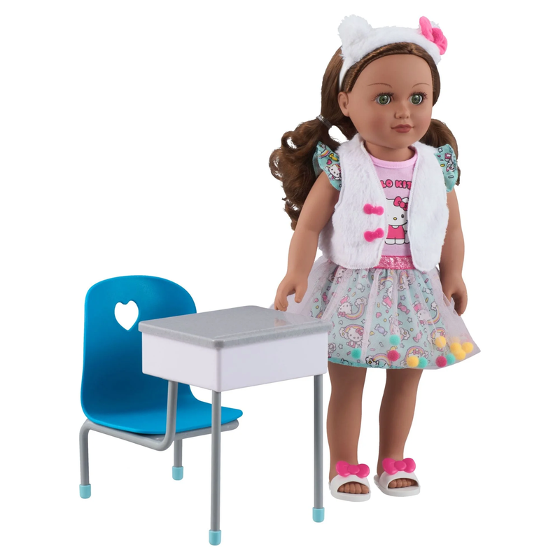 Jozie Check - Plastic Student Desk with Blue Seat 