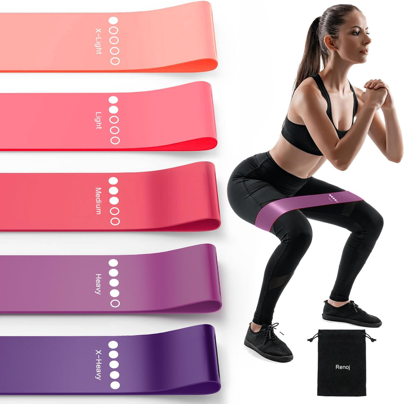 5 Set of Stretch Bands for Workouts With Instruction Manual and Carrying Bag