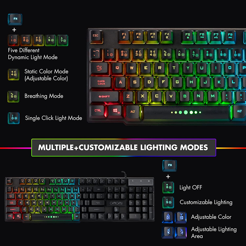 RGB Backlit LED Wired Gaming Keyboard for Mac PC PS5 PS4 Xbox One Gamers