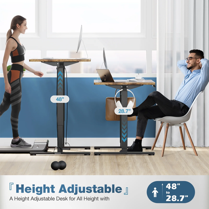 Electric Standing Desk, Height Adjustable with Memory Preset and T-Shaped Metal Brackets