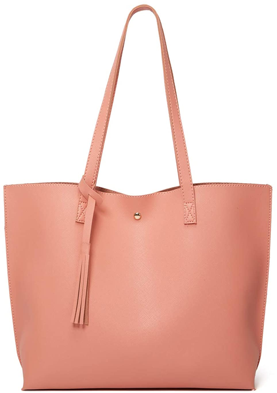 Women S Soft Faux Leather Tote Shoulder Bag from Dreubea, Big Capacity Tassel Handbag