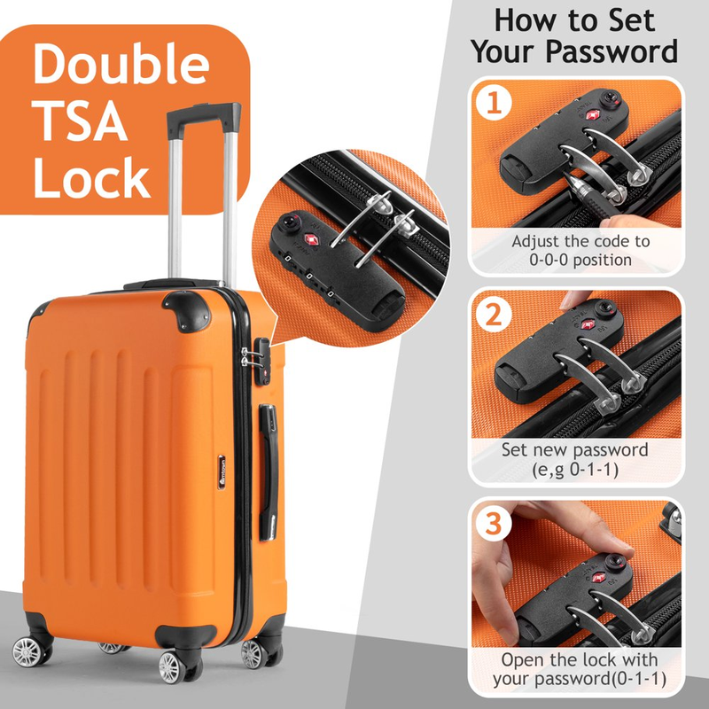 3 Piece Hard Side Lightweight Spinner Luggage Set with TSA Lock