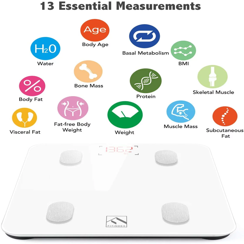 Bluetooth Smart Digital Weight Scale - Body Composition Monitor, Health Analyzer with Smartphone App