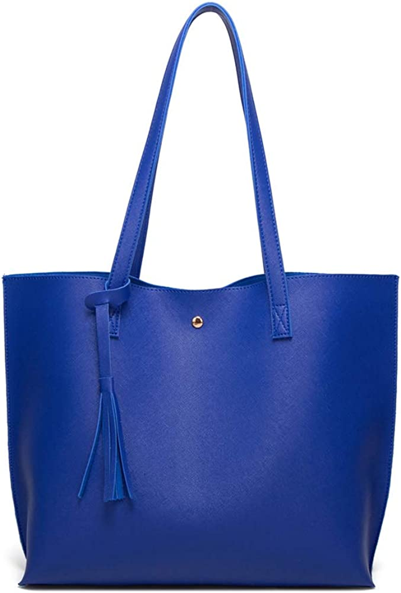 Women S Soft Faux Leather Tote Shoulder Bag from Dreubea, Big Capacity Tassel Handbag