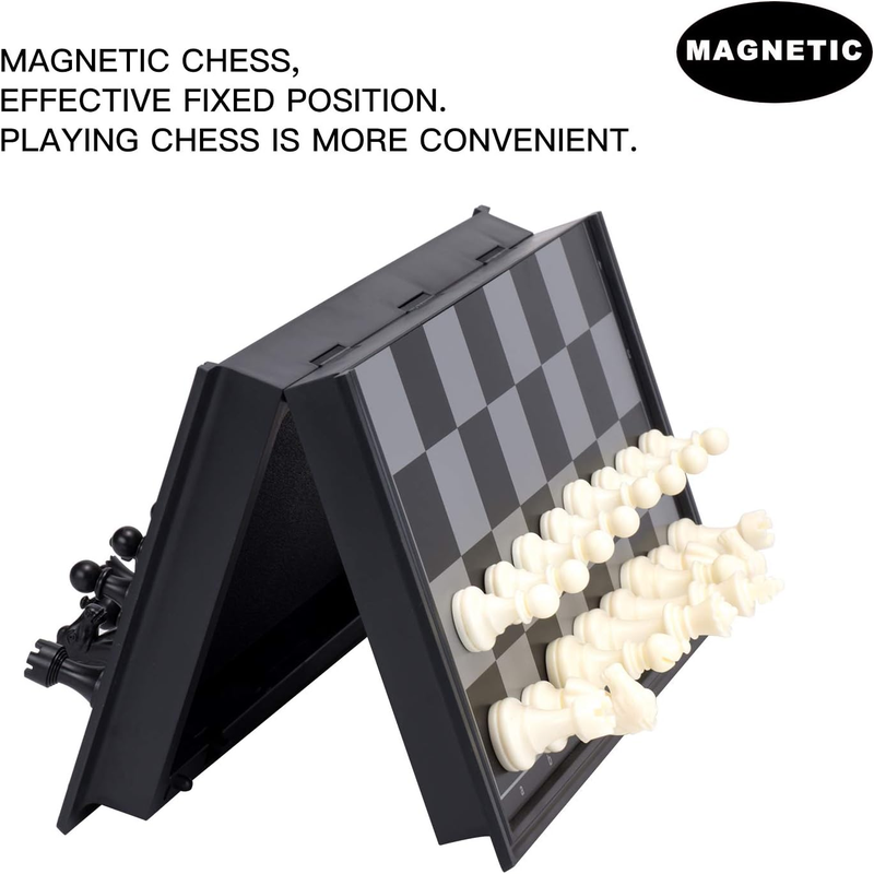 10 Inches Magnetic Travel Chess Set with Folding Chess Board 