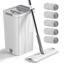 Mop and Bucket Set, Hands Free Flat Floor Mop and Bucket, 5 Washable Microfiber Pads Included