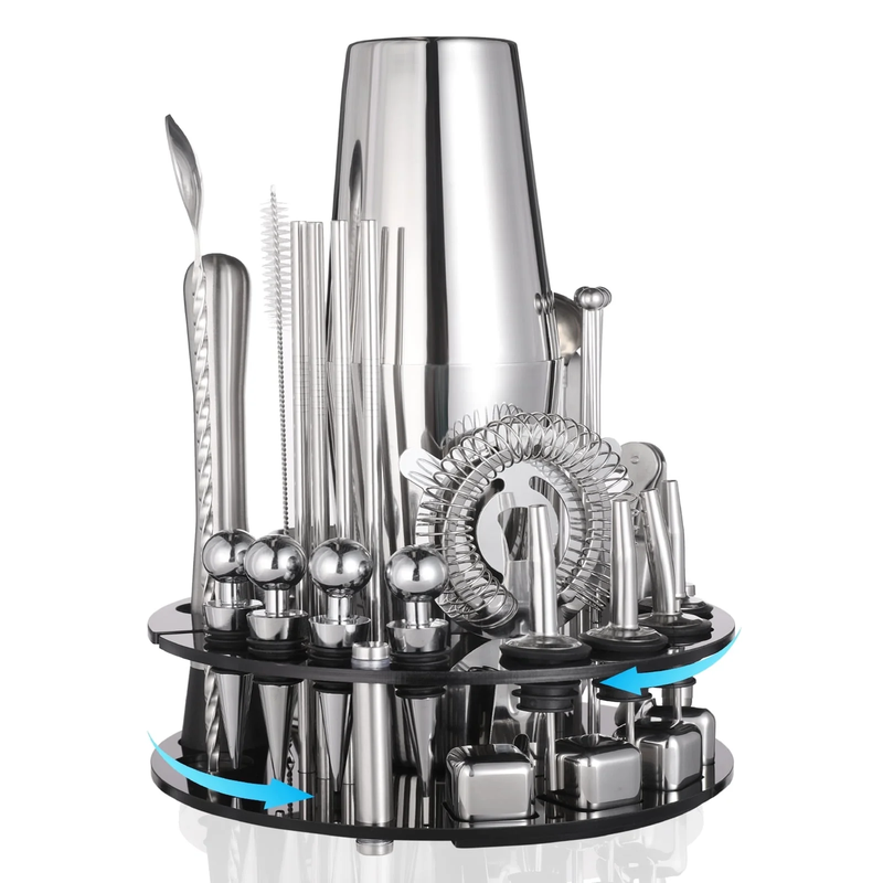 35-Piece Stainless Steel  Bartender Kit with Cocktail Shaker Set