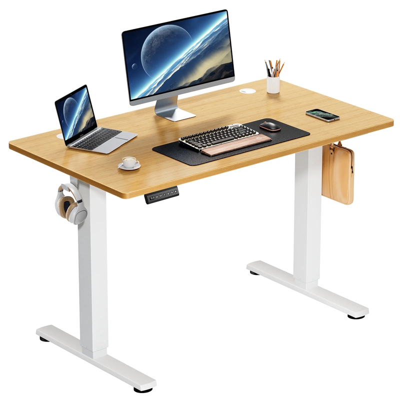 Ergonomic Height Adjustable Stand Up Desk with Memory Preset and T-Shaped Metal Bracket 