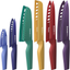 12 Pcs Colorful Pattern Kitchen Knife Set, 6 Stainless Steel Kitchen Knives with 6 Blade Guards, Dishwasher Safe