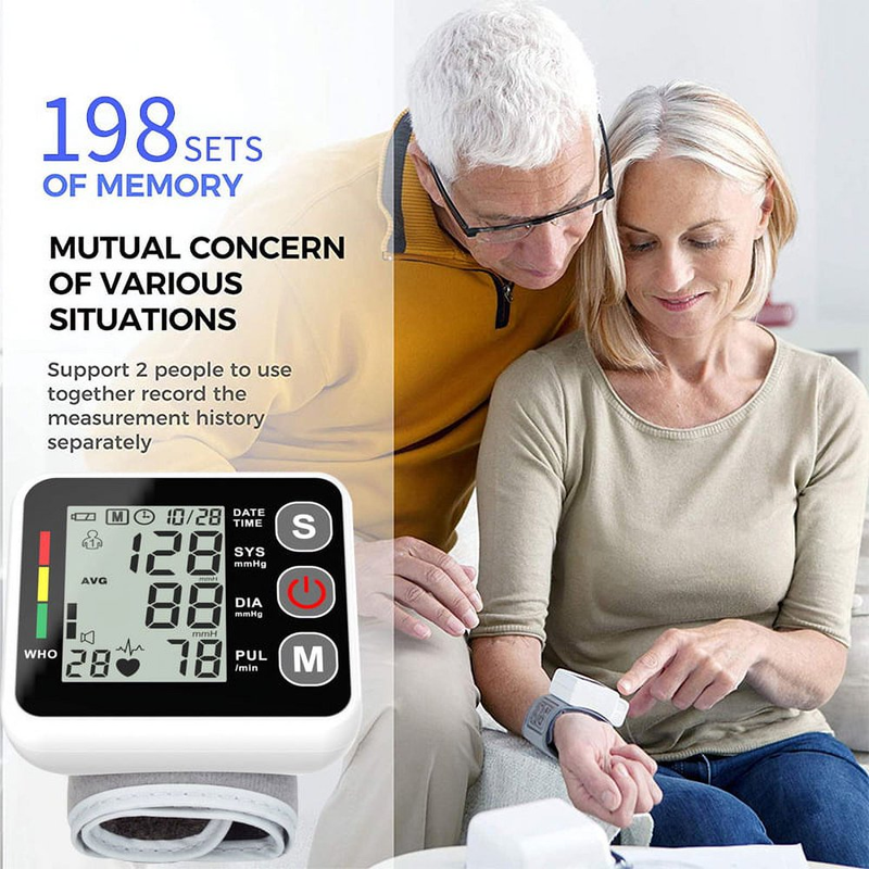 Wrist Blood Pressure Monitor with Large LCD Display