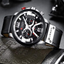 Men's Quartz Leather Chronograph Watch & Bracelet Set 