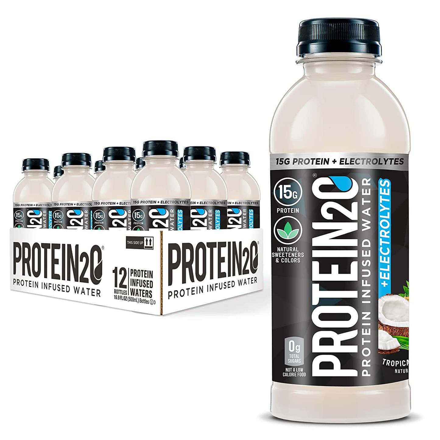 Protein2O + Electrolytes, Low Calorie Protein Infused Water, 15G Whey Protein Isolate, Strawberry Banana, 16.91 Fl Oz (Pack of 12)