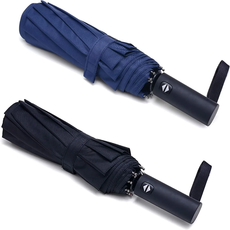 Set of 2 Travel Umbrellas - Compact Windproof Automatic Umbrellas