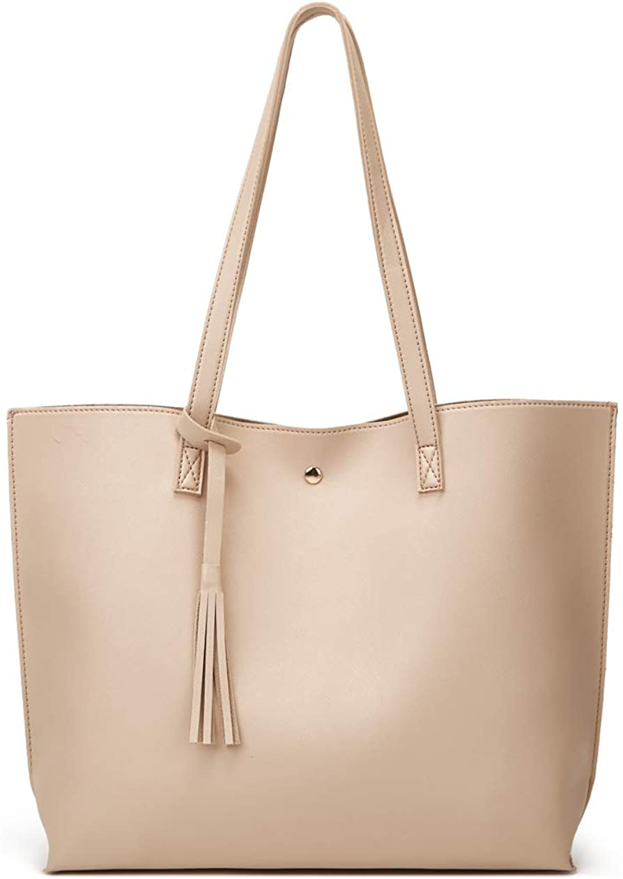 Women S Soft Faux Leather Tote Shoulder Bag from Dreubea, Big Capacity Tassel Handbag