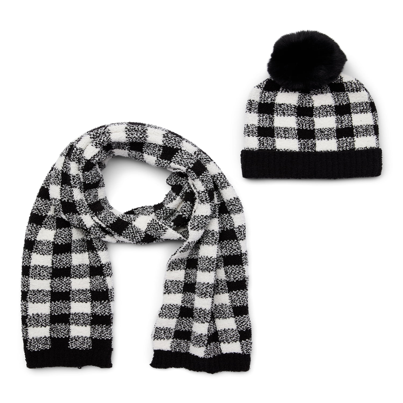 Women's Cozy Cross Beanie and Winter Scarf 2-Piece Gift Set