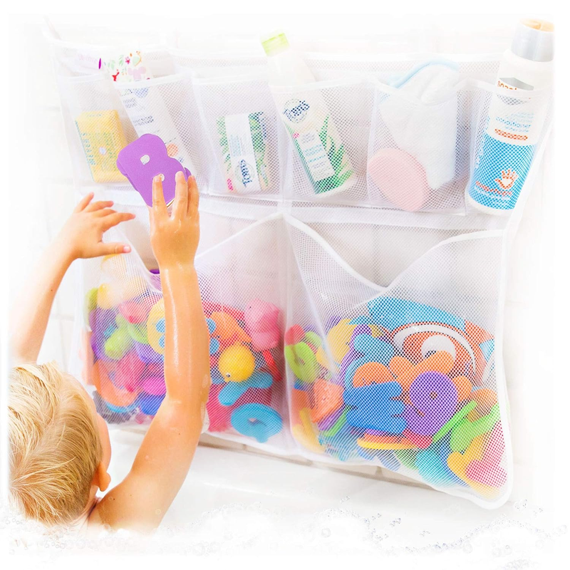 Bath Toy Storage Organizer - Mesh Shower Caddy with Hooks