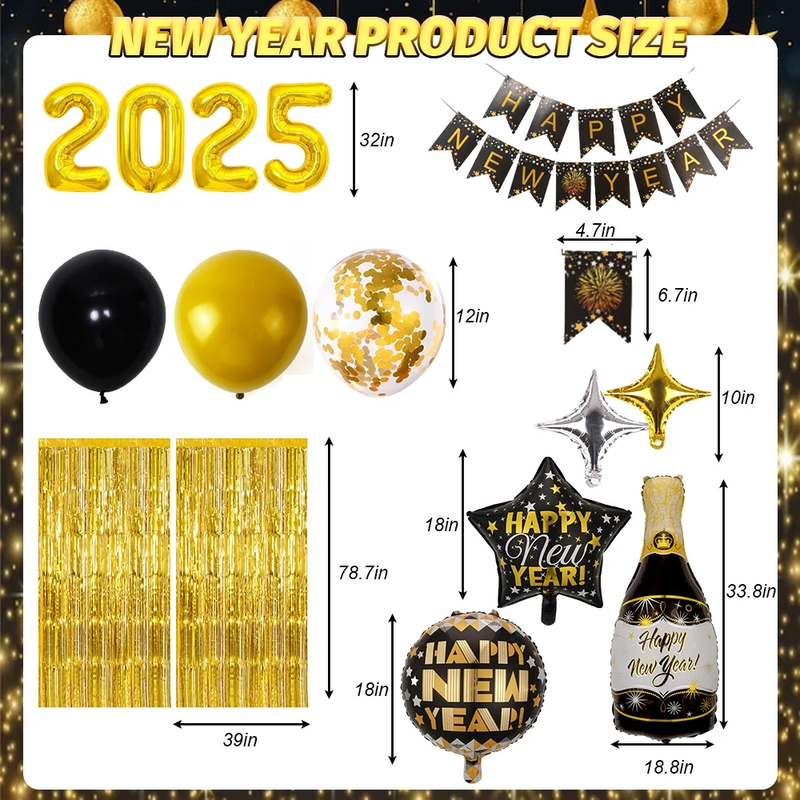 New Years Eve Party Supplies 2025 Happy New Year Decorations Kit