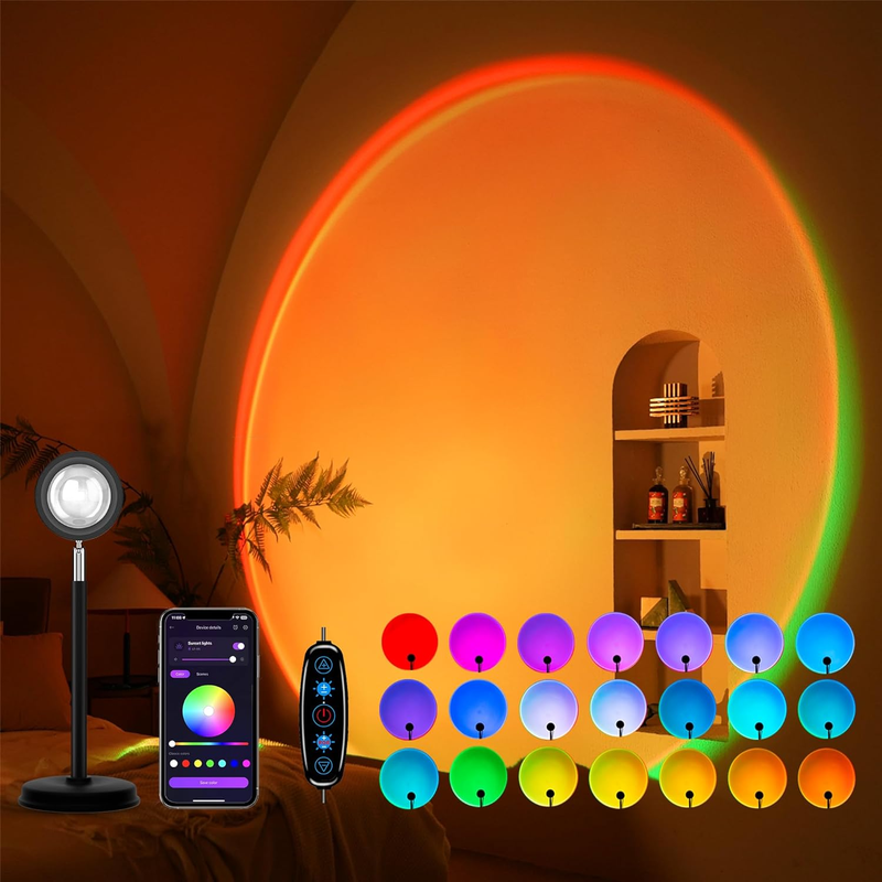 Sunset Lamp Projector, 180 Degree Rotation Sunset Projection LED Light with USB Port