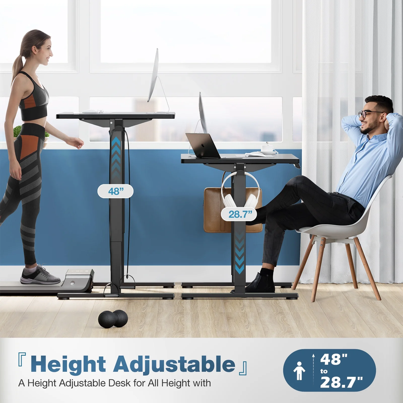 Ergonomic Height Adjustable Stand Up Desk with Memory Preset and T-Shaped Metal Bracket 