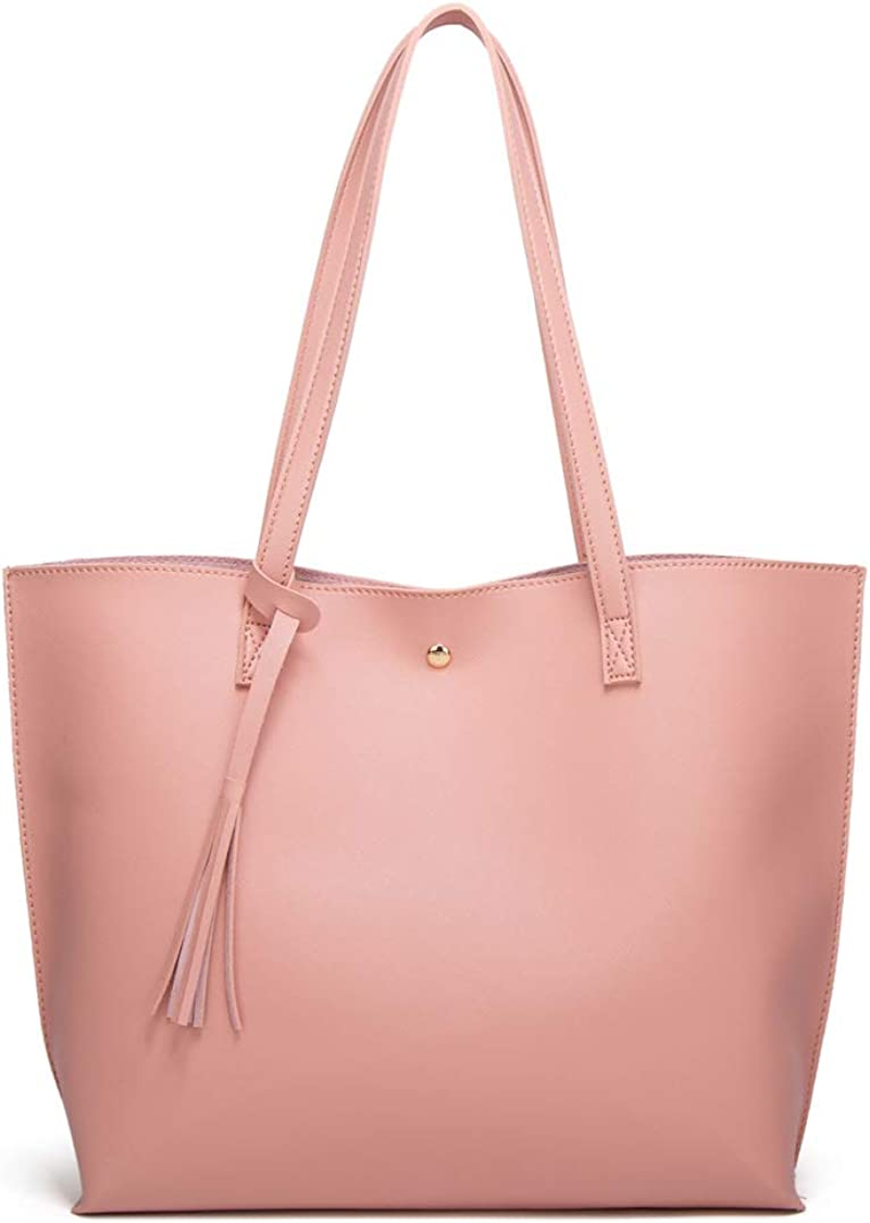 Women S Soft Faux Leather Tote Shoulder Bag from Dreubea, Big Capacity Tassel Handbag