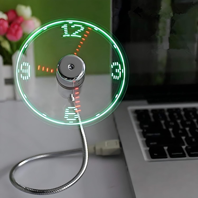 USB Clock Fan with Real Time Display Function